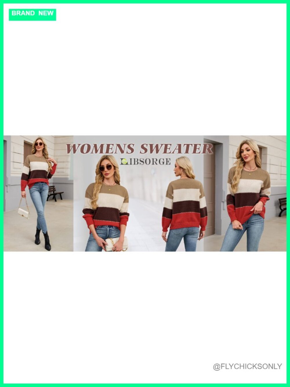 Oversized Striped Color Block Pullover Sweater - Picture 6 of 6